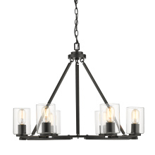 Golden 7041-6 BLK-CLR - Golden Lighting Monroe 6-light Chandelier in Matte Black
